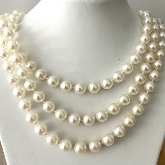 Jewelry Long Vintage Costume Pearl Necklace Poshmark